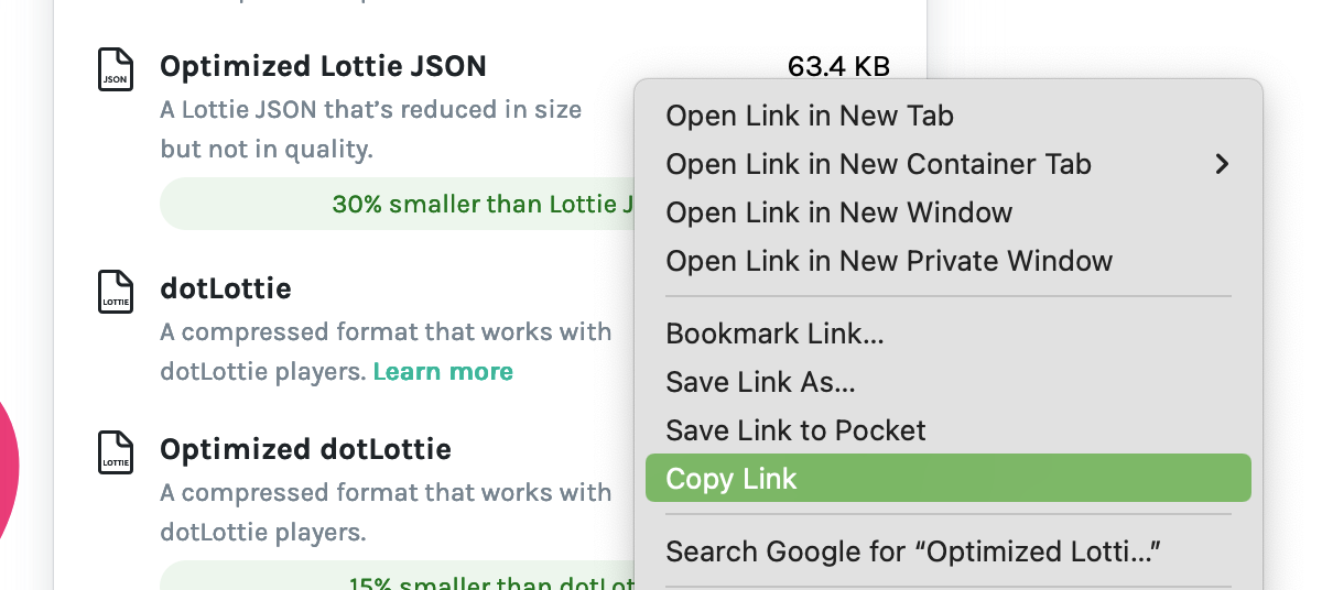 JSON lottie files