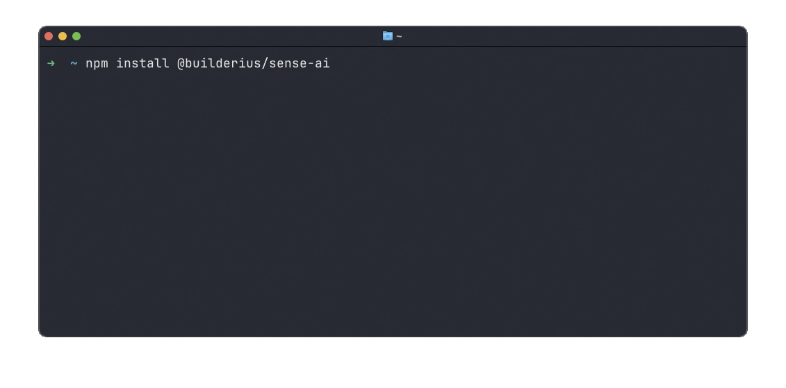 Screenshot: Installing Sense via npm