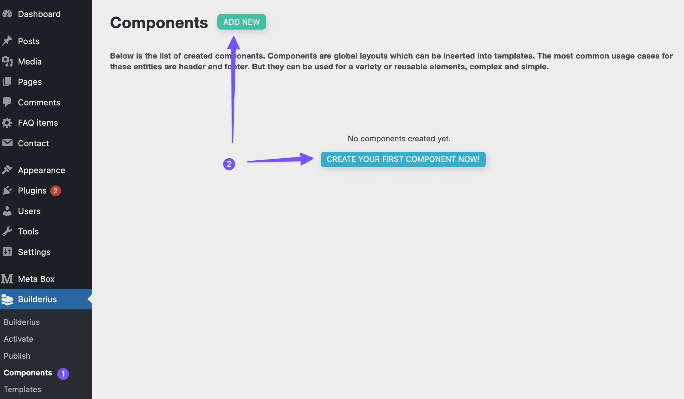 Builderius components - create a new component