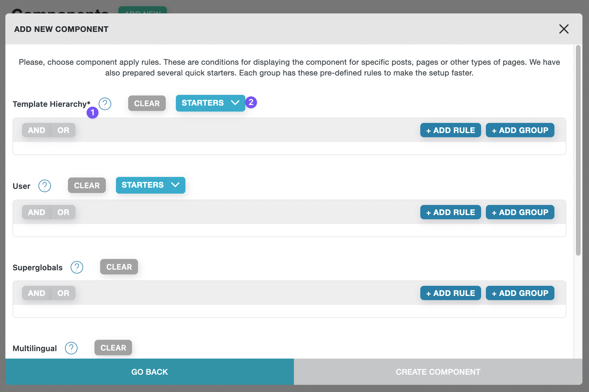 Builderius components - create a new component