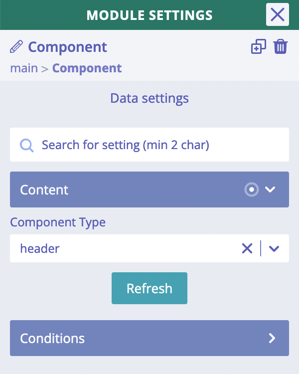 Component module settings