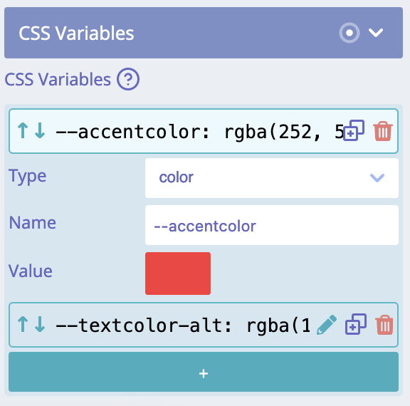 CSS vars UI