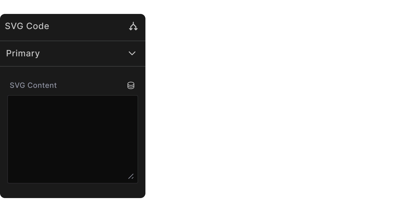 Screenshot showing SVG Code element with code editor area and syntax highlighting for SVG