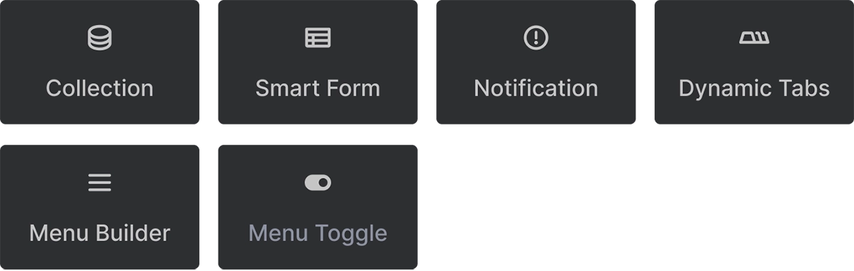 Screenshot: A selection of interactive elements as they appear in inserter panel