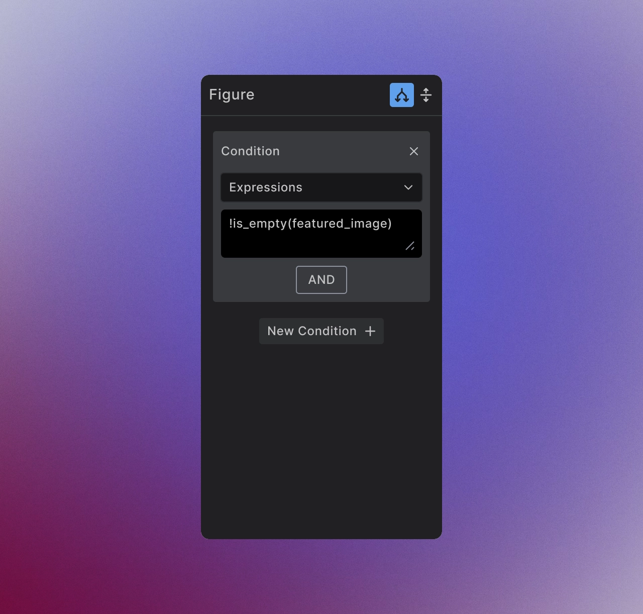 Screenshot showing expressions based condition 