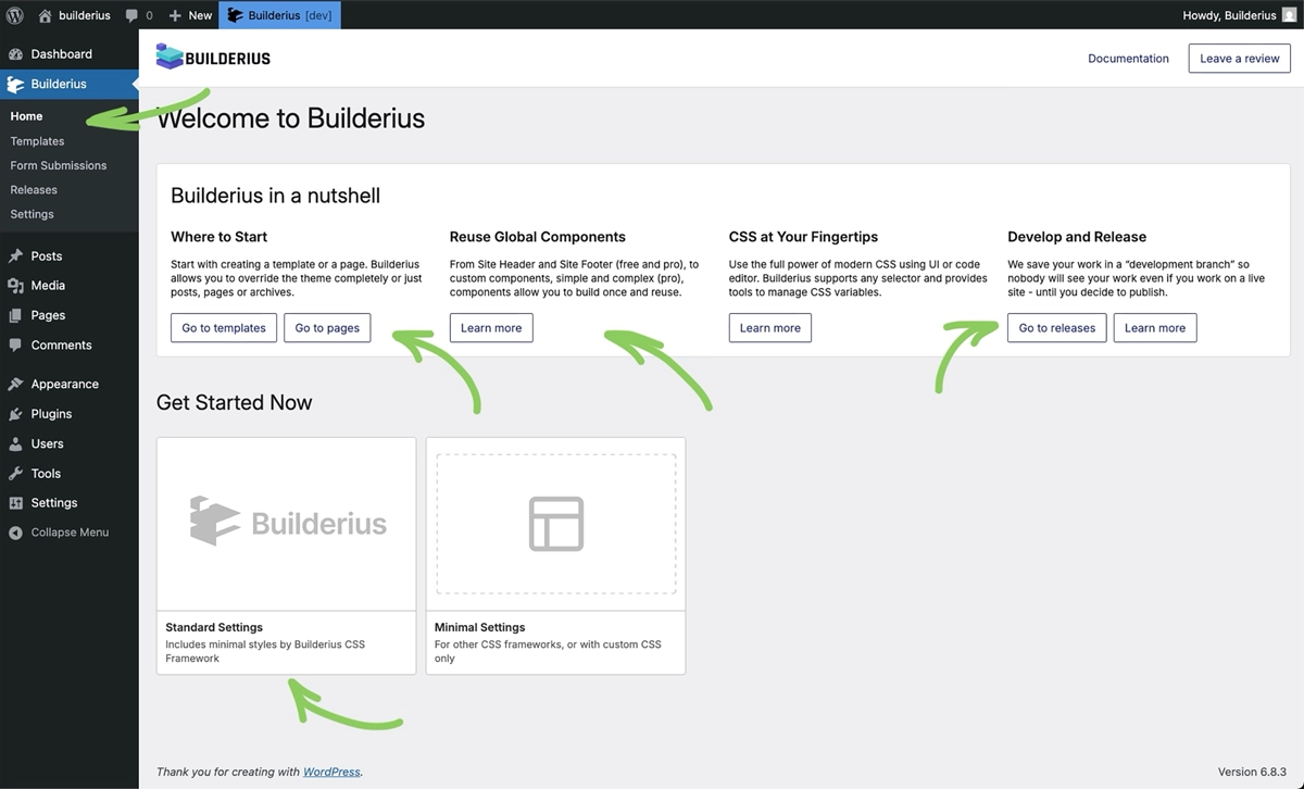Screenshot: Builderius Home page