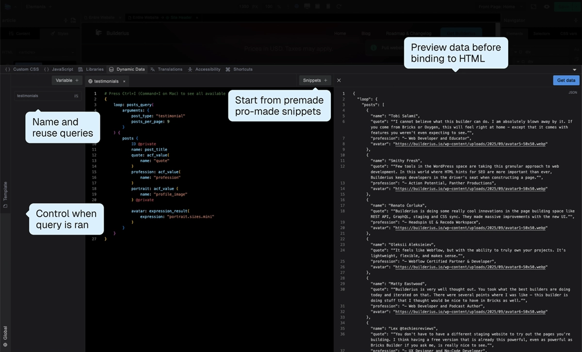 Screenshot: GraphQL panel showing query editor with syntax highlighting